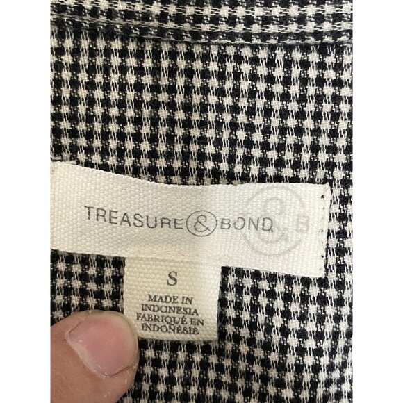 NWT Treasure & Bond Women’s Long Sleeve Flannel Shirt Button Black Size Small - Picture 7 of 10